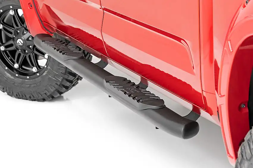 Rough Country Oval Nerf Steps - Crew Cab - Black - Toyota Tundra 2WD 4WD (22-23)