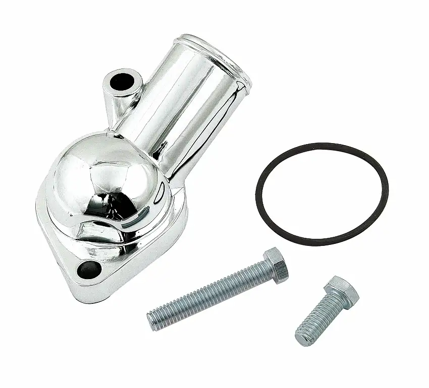 Mr Gasket Thermostat Housing 2661; 45¡ Fixed Chrome Zinc-alloy for Chevy SBC/BBC
