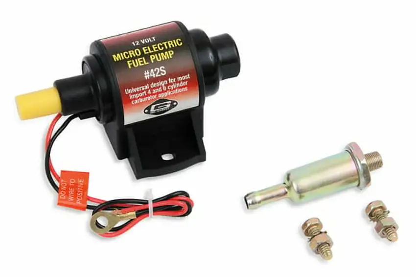 Mr Gasket Electric Fuel Pump 42S; Micro Electric 28 GPH Black Polymer Gasoline