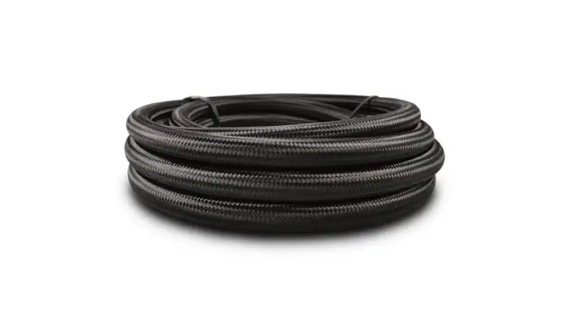 Vibrant -6 AN Black Nylon Braided Flex Hose w/PTFE Liner (150ft Roll)
