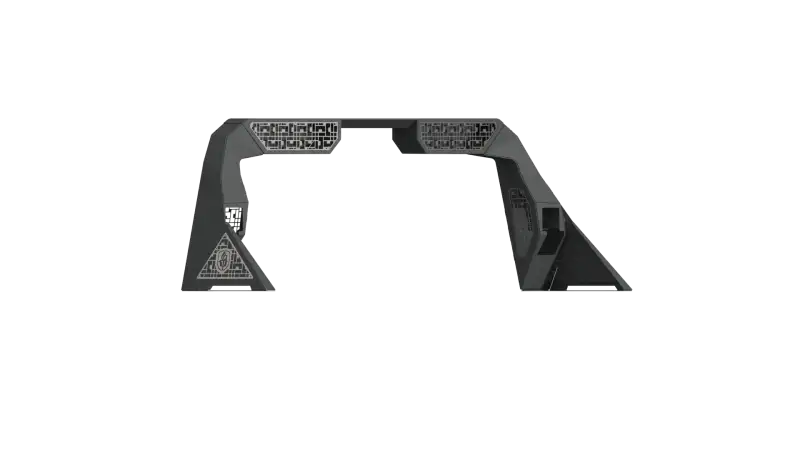 Road Armor 14-18 Chevy 1500 iD Headache Rack w/Bedrail Pods/Dual 10in Pod/Brake Lamp Relief/iD - Raw