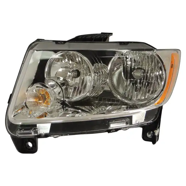 Left Halogen Headlight Assembly for 11-17 Jeep MK Compass w/ Chrome Bezels Crown Automotive - 68088869AA - Crown Automotive Jeep Replacement