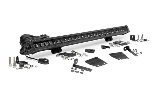 LED Light Kit | Hood Mount | 30" Black Single Row | Jeep Gladiator JT/Wrangler JL (18-26) - Rough Country - 70054