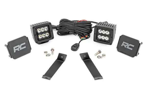 LED Light Kit | Ditch Mount | 2" Black Pair | Spot | Jeep Cherokee KL (14-21) - Rough Country - 70078