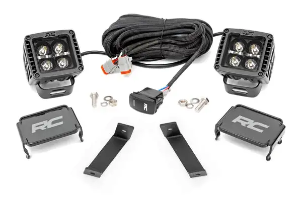 LED Light Kit | Ditch Mount | 2" Black Pair | Amber DRL | Jeep Cherokee KL (14-21) - Rough Country - 70081