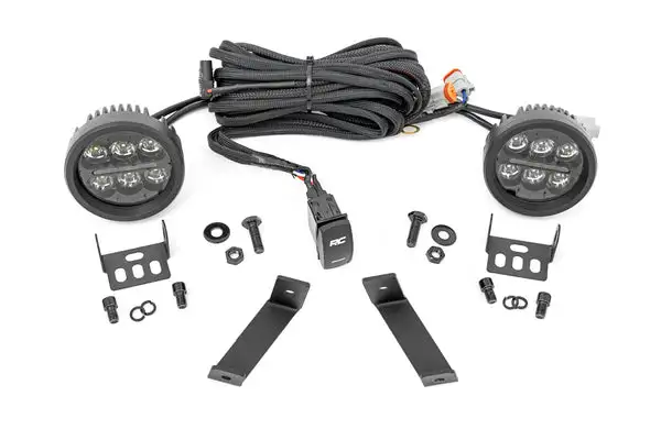 LED Light Kit | Ditch Mount | Black Series Round | 3.5 Inch | Amber DRL | Jeep Cherokee KL (14-21) - Rough Country - 70083
