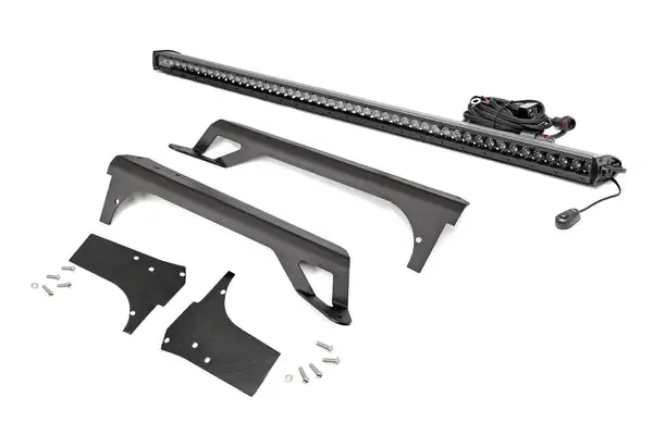 LED Light | Windshield Mnt | 50" Black Single Row | White DRL | Jeep Wrangler TJ (97-06) - Rough Country - 70588BLDRL