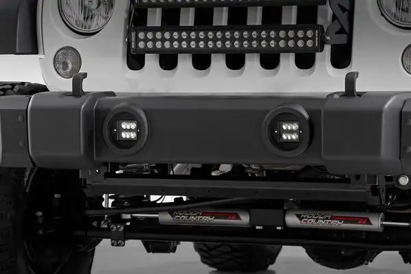 LED Light Kit | Fog Mount | 2" Black Pair | Jeep Wrangler JK/Wrangler Unlimited (10-18) - Rough Country - 70630