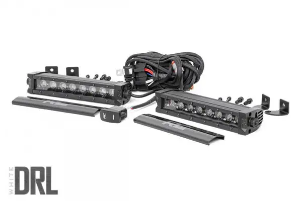 8 Inch Black Series LED Light Bar | Single Row | Cool White DRL | Pair - Rough Country - 70728BLDRL