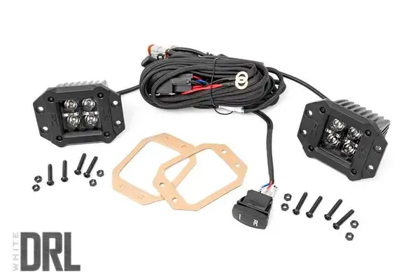 2 Inch Black Series LED Light Pods | Flush Mount | Cool White DRL - Rough Country - 70803BLKDRL