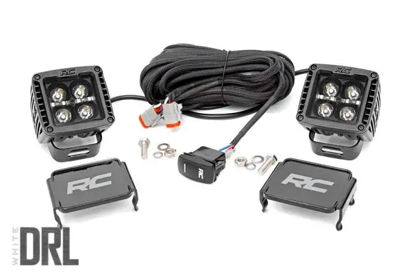 2 Inch Black Series LED Light Pods | Spot | Square | Cool White DRL - Rough Country - 70903BLKDRL