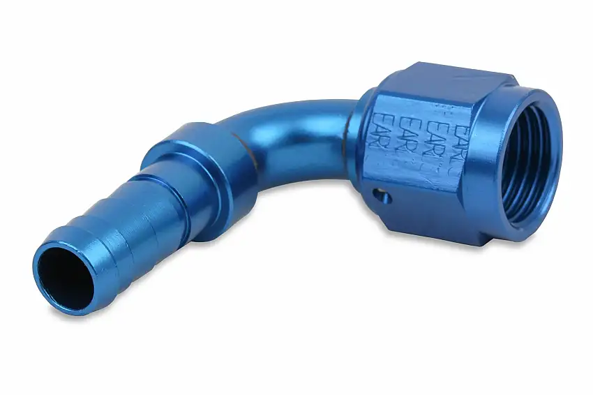 Earls Auto-Crimp Hose End - 90 Degree - Size -6 - Blue - 709106ERL