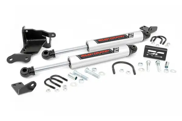 V2 Steering Stabilizer | Dual | 2.5-8 Inch Lift | Jeep Gladiator JT/Wrangler JL (18-26) - Rough Country - 8730470