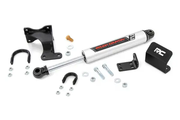 V2 Steering Stabilizer | Axle Bracket | 2-8 Inch Lift | Jeep Wrangler JK/Wrangler Unlimited (07-18) - Rough Country - 8731970
