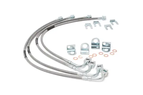 Brake Lines | Stainless | FR & RR | 4-6 Inch Lift | Jeep Wrangler JK/Wrangler Unlimited (07-18) - Rough Country - 89716