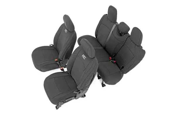 Seat Covers | Front and Rear w/ Armrest | Jeep Wrangler Unlimited 4WD (18-26) - Rough Country - 91012