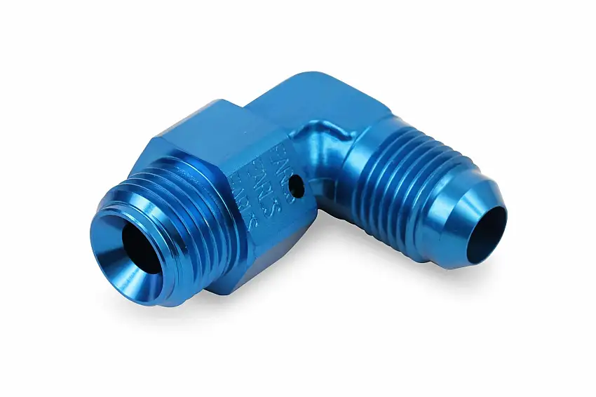 Earls 90 Degree -6 AN Male to 5/8-18 Inverted Flare Male Swivel - 949096ERL