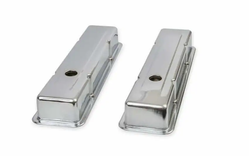 Mr. Gasket 9800 - Chrome Valve Covers - Dual Cap Holes - Fits 1960-1986 Chevrolet Small Block 262-400