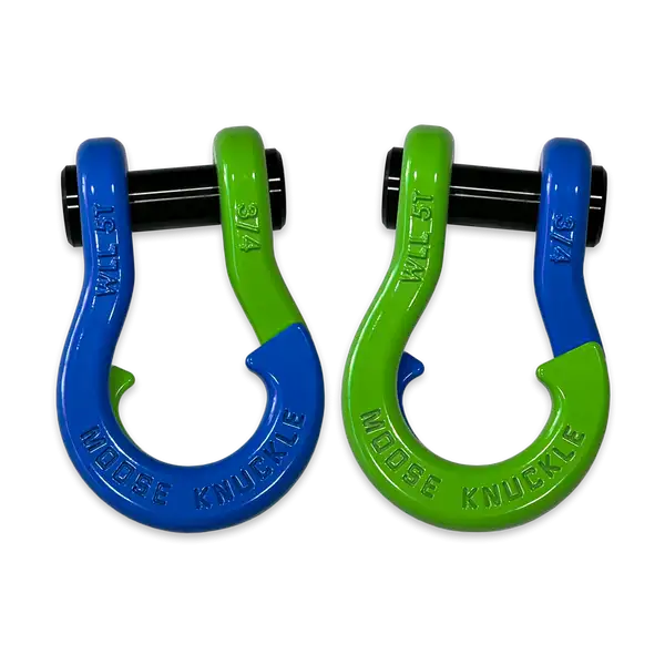Jowl Recovery Split Shackle 3/4 Blue Balls and Sublime Green Combo Moose Knuckle Offroad - Moose Knuckle Offroad - FN000020-071