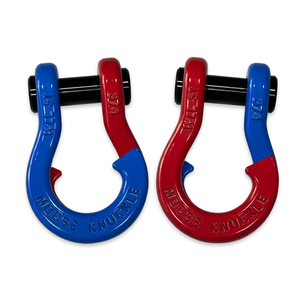 Jowl Recovery Split Shackle 3/4 Blue Balls and Flame Red Combo Moose Knuckle Offroad - Moose Knuckle Offroad - FN000020-074