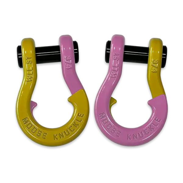 Jowl Recovery Split Shackle 3/4 Detonator Yellow and Pretty Pink Combo Moose Knuckle Offroad - Moose Knuckle Offroad - FN000020-101