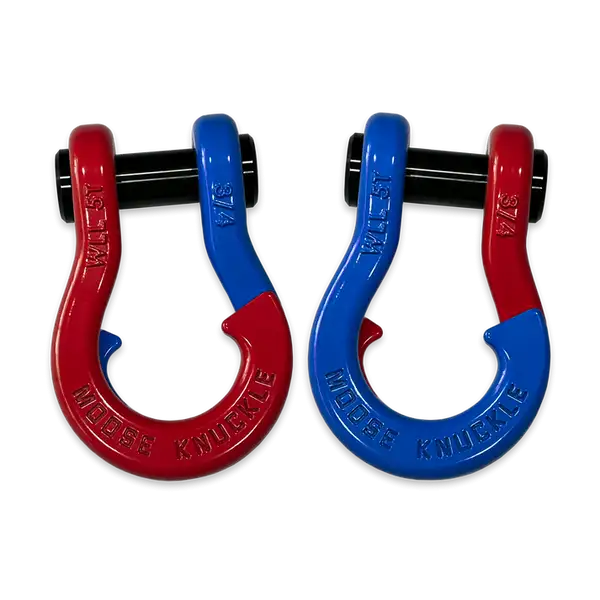 Jowl Recovery Split Shackle 3/4 Flame Red and Blue Balls Combo Moose Knuckle Offroad - Moose Knuckle Offroad - FN000020-123