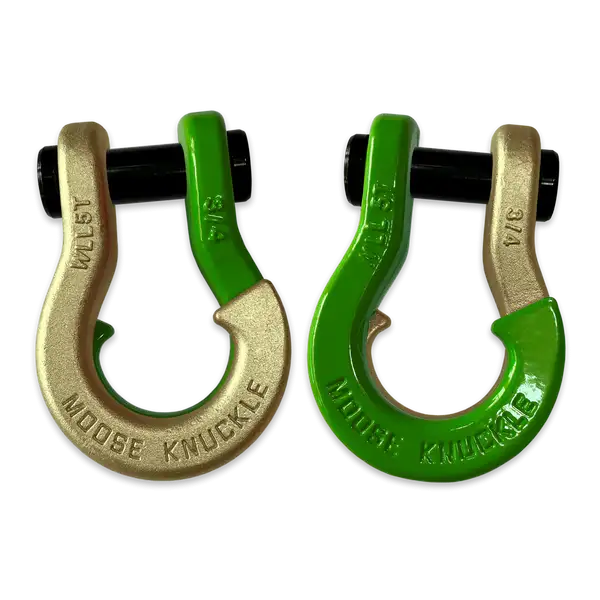 Jowl Recovery Split Shackle 3/4 Brass Knuckle and Sublime Green Combo Moose Knuckle Offroad - Moose Knuckle Offroad - FN000020-163