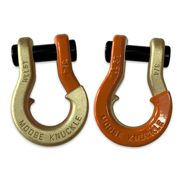 Jowl Recovery Split Shackle 3/4 Brass Knuckle and Obscene Orange Combo Moose Knuckle Offroad - Moose Knuckle Offroad - FN000020-165