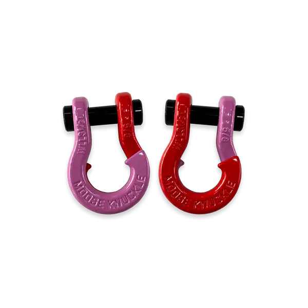 Jowl SxS Recovery Split Shackle 5/8 Pretty Pink and Flame Red Combo Moose Knuckle Offroad - Moose Knuckle Offroad - FN000025-140
