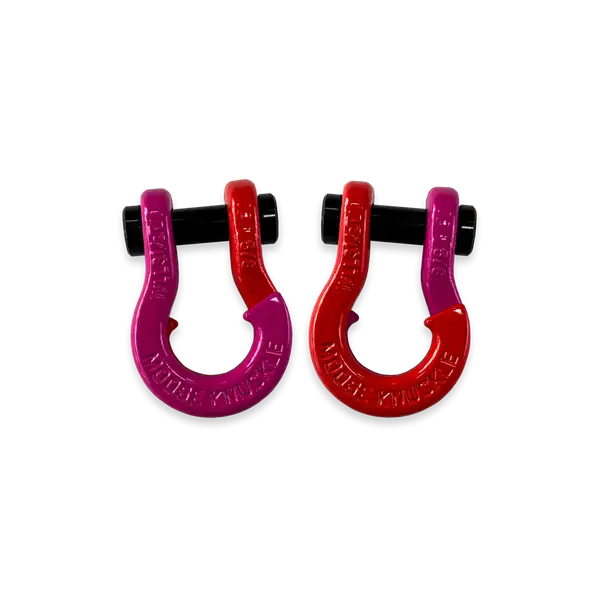 Jowl SxS Recovery Split Shackle 5/8 Pogo Pink and Flame Red Combo Moose Knuckle Offroad - Moose Knuckle Offroad - FN000025-193
