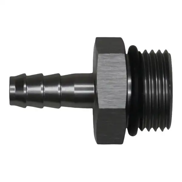 DeatschWerks 10AN ORB Male to 5/16in Male Triple Barb Fitting (Incl O-Ring) - Anodized DW Titanium(6-02-0516)