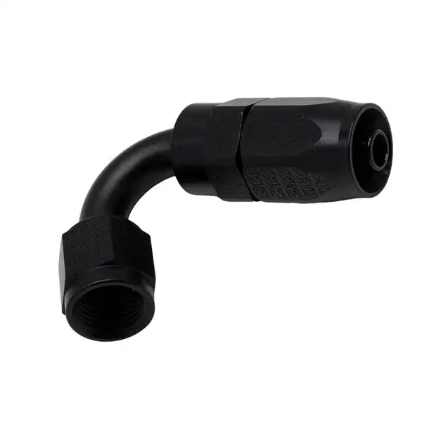 DeatschWerks 6 AN Female Flare Swivel 120-Degree Hose End CPE - Anodized Matte Black(6-02-0820-B)