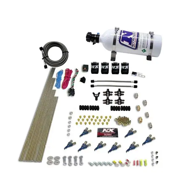 Nitrous Express 8 Cyl Piranha Direct Port 4 Solenoids Nitrous Kit (200-500HP EFI Jets) w/5lb Bottle (80001EFI-05)
