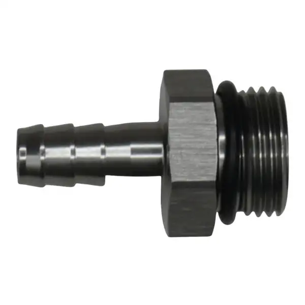 DeatschWerks 10AN ORB Male to 3/8in Male Triple Barb Fitting (Incl O-Ring) - Anodized DW Titanium(6-02-0517)