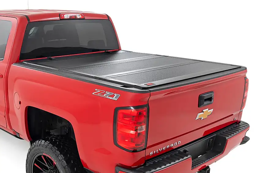 Hard Tri-Fold Flip Up Bed Cover - 6'7 In. Bed - Rail Cap - Chevy GMC 1500 2500HD 3500HD (14-19)