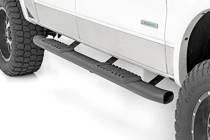 Rough Country Oval Nerf Step - Crew Cab - Black - Ford F-150 2WD 4WD (2009-2014)