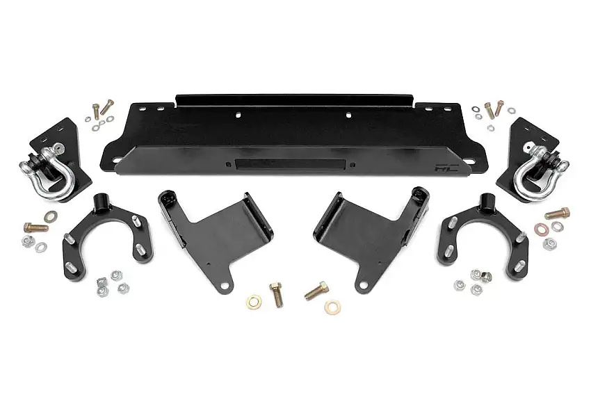 Rough Country Winch Mount Plate - Factory Bmpr - D-Rings - Jeep Wrangler JK (07-18)