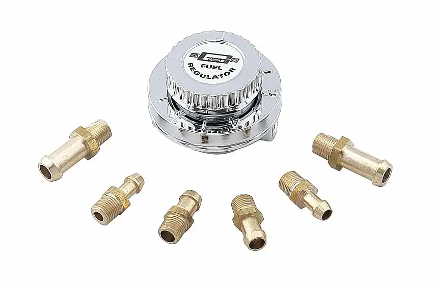 Mr Gasket Fuel Pressure Regulator 9710; 1-6 psi Returnless Chrome for Gasoline