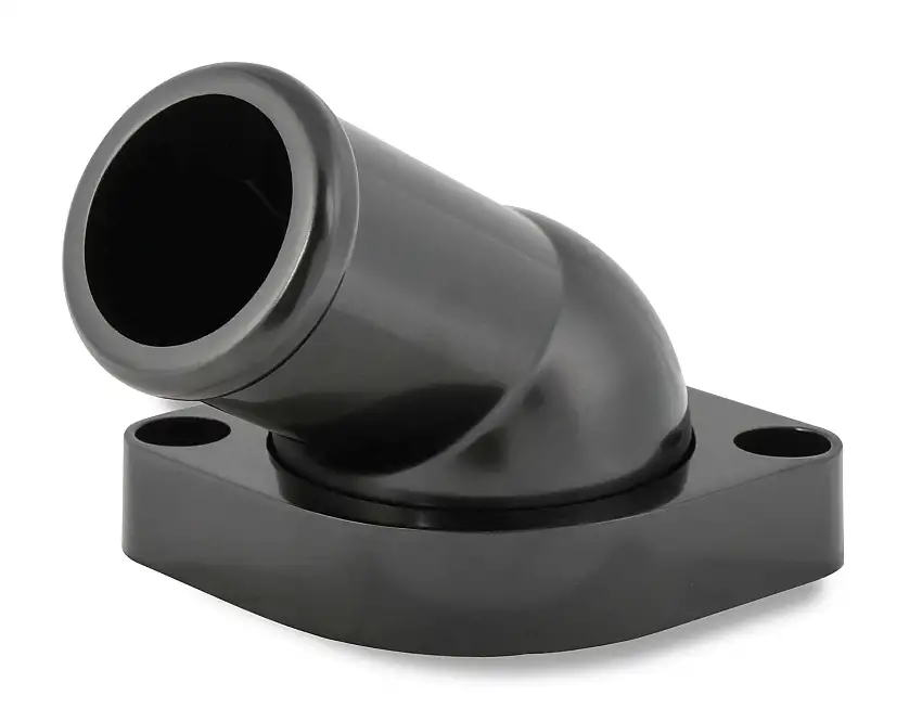 Mr. Gasket GM LS Water Neck - Swivel - 30 Degree Angle - Black - 2670BK