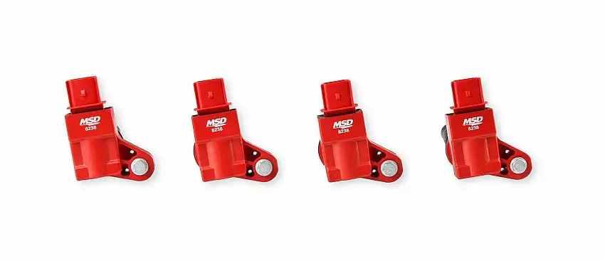MSD Blaster Ignition Coils, 2013-2019 GM 4-cylinder Engines, Red, 4-Pack - 82384
