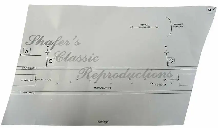Fits 1965 - 1966 Ford Mustang GT Stencil Kit MSK001