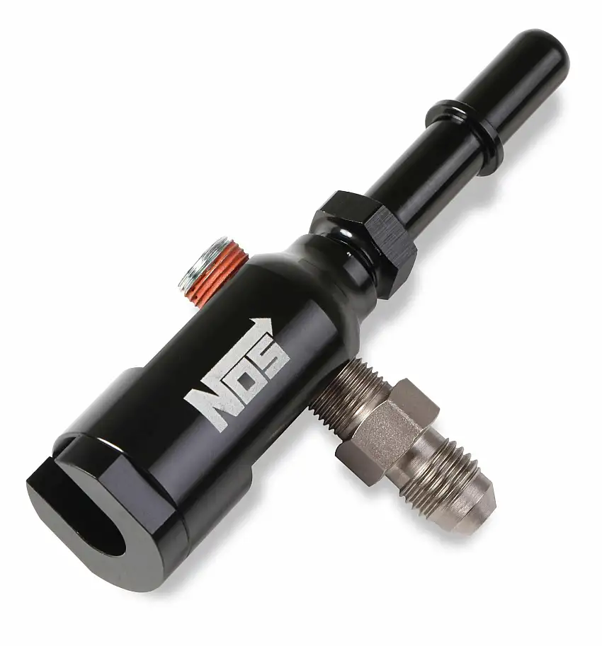 NOS Fuel Line Adapter 17002NOS; Quick Connect Black Anodized 3/8 SAE x 3/8 SAE