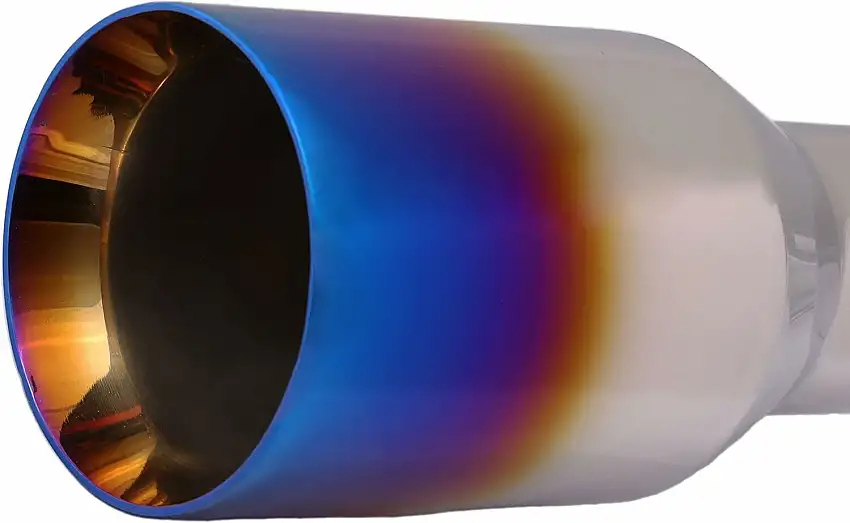 Single Round Double Wall Straight Cut Blue Flame Exhaust Tip T263BL1