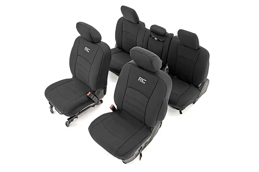 Rough Country Seat Covers - FR Bucket RR W Arm Rest - Ram 1500 (09-18) 2500 (10-18)