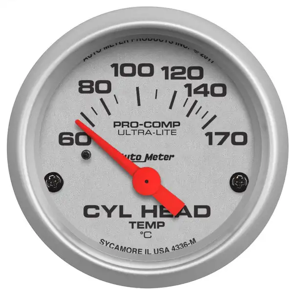 AutoMeter Ultra-Lite 2-1/16in 60-170 Deg F Electric Cylinder Head Temp Gauge (4336-M)