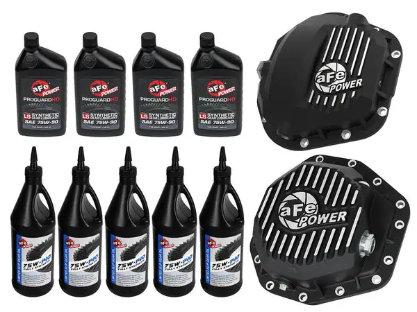 aFe Power Front/Rear Diff Cover Kit w/ Oil 17-22 Ford Diesel V8 (Dana Super 60 & Dana M275-14) (46-7705AB)