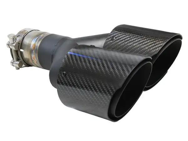 Takeda 2.5in 304 Stainless Steel Clamp-on Exhaust Tip Passenger Side 2.5in Inlet 4inDual-Carbon (49T25480-C121)