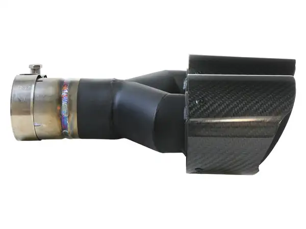 Takeda 2.5in 304 Stainless Steel Clamp-on Exhaust Tip Driver side 2.5in Inlet 4in Dual-Carbon (49T25480-C122)