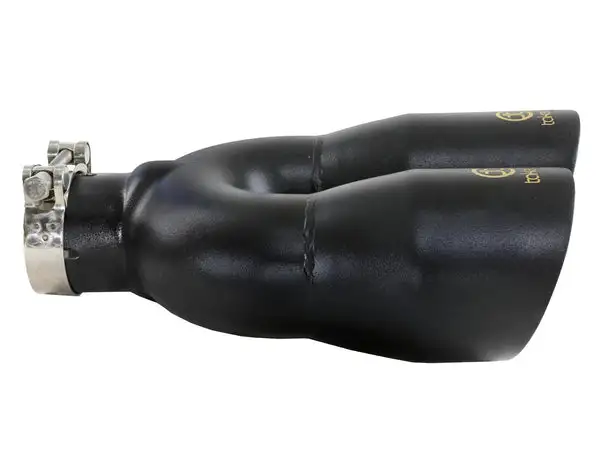 Takeda 2.5in 304 Stainless Steel Clamp-on Exhaust Tip Driver Side 2.5in Inlet 4inDual-Black (49T25484-B122)