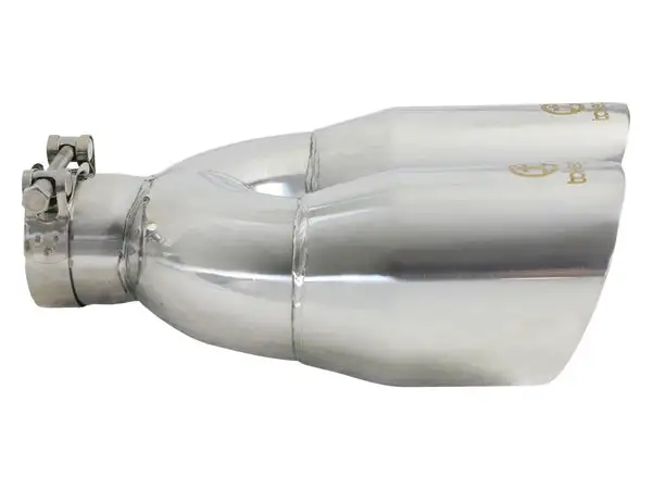 Takeda 2.5in 304 Stainless Steel Clamp-on Exhaust Tip Drivers Side 2.5in Inlet 4inDual- Polished (49T25484-P122)